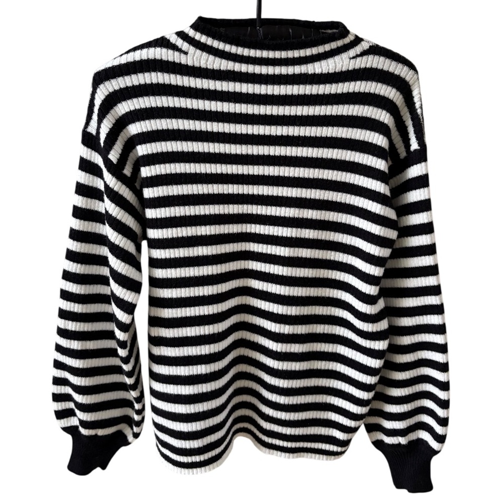 Anthropologie Line & Dot Balloon Sleeve Striped Sweater Size XS